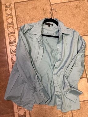 Medium ANTONIO MELANI Light Blue Tailored Button-Up Shirt, worn 2 times